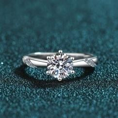 Moissanite Solitaire Ring - 925 Sterling Silver (AZ074-J)