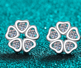 Moissanite Clover Stud Earrings - Gold Plated 925 Sterling Silver (AZ1034-E)