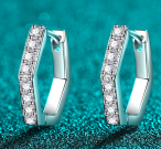 Moissanite Hoop Earrings White Gold - 925 Sterling Silver (AZ1076-E)