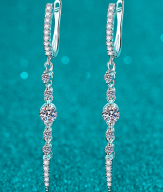 Moissanite Threader Drop Earrings - 925 Sterling Silver (AZ1129-E)