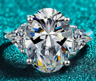 Large Oval Moissanite Ring with Accents - 925 Sterling Silver (AZ1198-J)