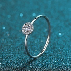 Thin Moissanite Band Ring - 925 Sterling Silver (AZ126-J)