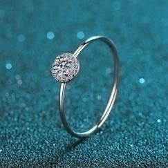 Thin Moissanite Band Ring - 925 Sterling Silver (AZ126-J)