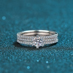 Moissanite Multi-Band Ring - 925 Sterling Silver (AZ127-J)