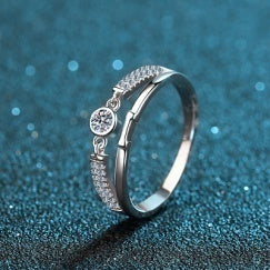 Moissanite Twist Ring - 925 Sterling Silver (AZ133-J)