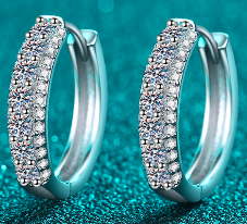 Triple-Row Moissanite Hoop Earrings - 925 Sterling Silver (AZ1331-E)