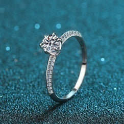 Moissanite Pave Ring - 925 Sterling Silver (AZ135-J)