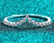 Moissanite V-Band Ring - 925 Sterling Silver (AZ1446-J)