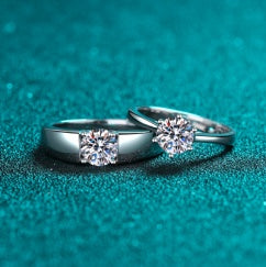 Moissanite Couple Ring Set - Women - 925 Sterling Silver (AZ145-J)