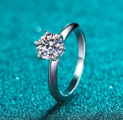 Flower Moissanite Ring - 925 Sterling Silver (AZ146-J)