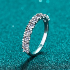 Moissanite Half-Eternity Ring - 925 Sterling Silver (AZ159-J)