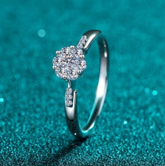 Moissanite Flower Ring - 925 Sterling Silver (AZ169-J)