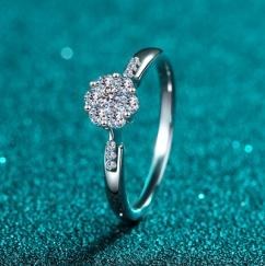 Moissanite Flower Ring - 925 Sterling Silver (AZ169-J)