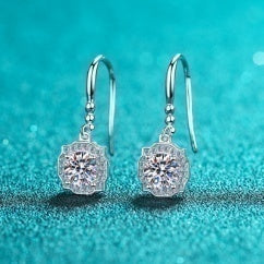 Moissanite Drop Earrings 1ct - 925 Sterling Silver (AZ180-E)