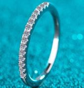Thin Pavé Moissanite Ring - 925 Sterling Silver (AZ219-J)