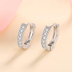 Moissanite Huggie Hoop Earrings - 925 Sterling Silver (AZ309-E)