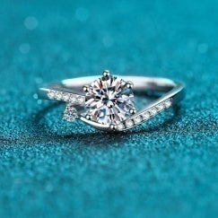 Three-Stone Moissanite Ring 0.5ct - 925 Sterling Silver (AZ362-J)