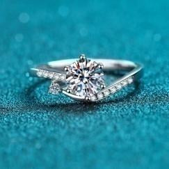 Three-Stone Moissanite Ring 0.5ct - 925 Sterling Silver (AZ362-J)