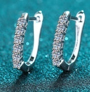 Moissanite Hoop Earrings 0.36ct - 925 Sterling Silver (AZ432-E)