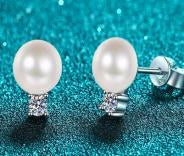 Pearl & Moissanite Drop Earrings - 925 Sterling Silver (AZ487-E)