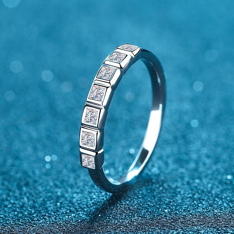 Moissanite Band Ring - 925 Sterling Silver (AZ535-J)