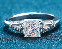 Three-Stone Moissanite Ring - 925 Sterling Silver (AZ539-J)