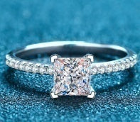 Princess-Cut Moissanite Ring - 925 Sterling Silver (AZ541-J)