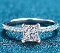 Princess-Cut Moissanite Ring - 925 Sterling Silver (AZ541-J)