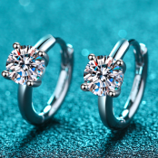 Moissanite Huggie Earrings - 925 Sterling Silver (AZ553-E)