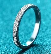 Slim Moissanite Band Ring - 925 Sterling Silver (AZ559-J)