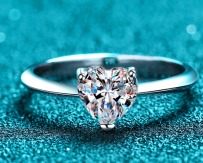 Heart Moissanite Solitaire Ring 0.5ct - 925 Sterling Silver (AZ566-J)