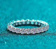 Moissanite Eternity Band - 925 Sterling Silver (AZ584-J)