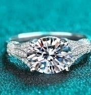Round Moissanite Ring with Twisted Band - 925 Sterling Silver (AZ594-J)