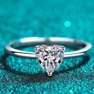 Heart Moissanite Ring - 925 Sterling Silver (AZ628-J)