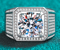 Men's Iced Out Moissanite Ring - 925 Sterling Silver (AZ666-J)