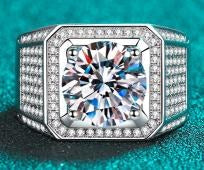 Men's Iced Out Moissanite Ring - 925 Sterling Silver (AZ666-J)