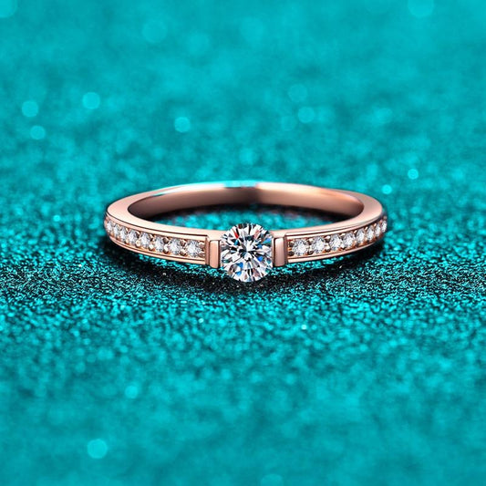 Two-Tone Moissanite Ring - 925 Sterling Silver (AZ979-J)