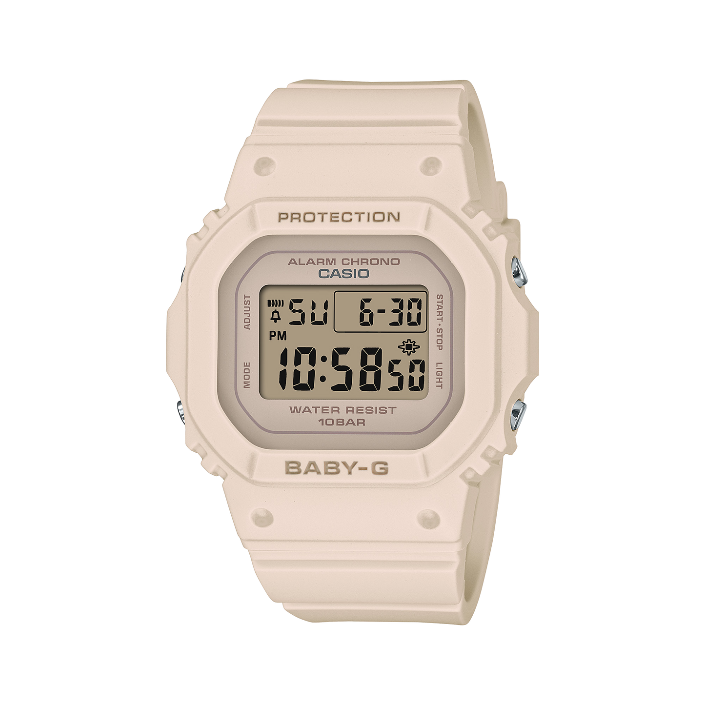 Casio Baby-G BGD-565-4CR pink digital watch with 100M water resistance and shock resistance