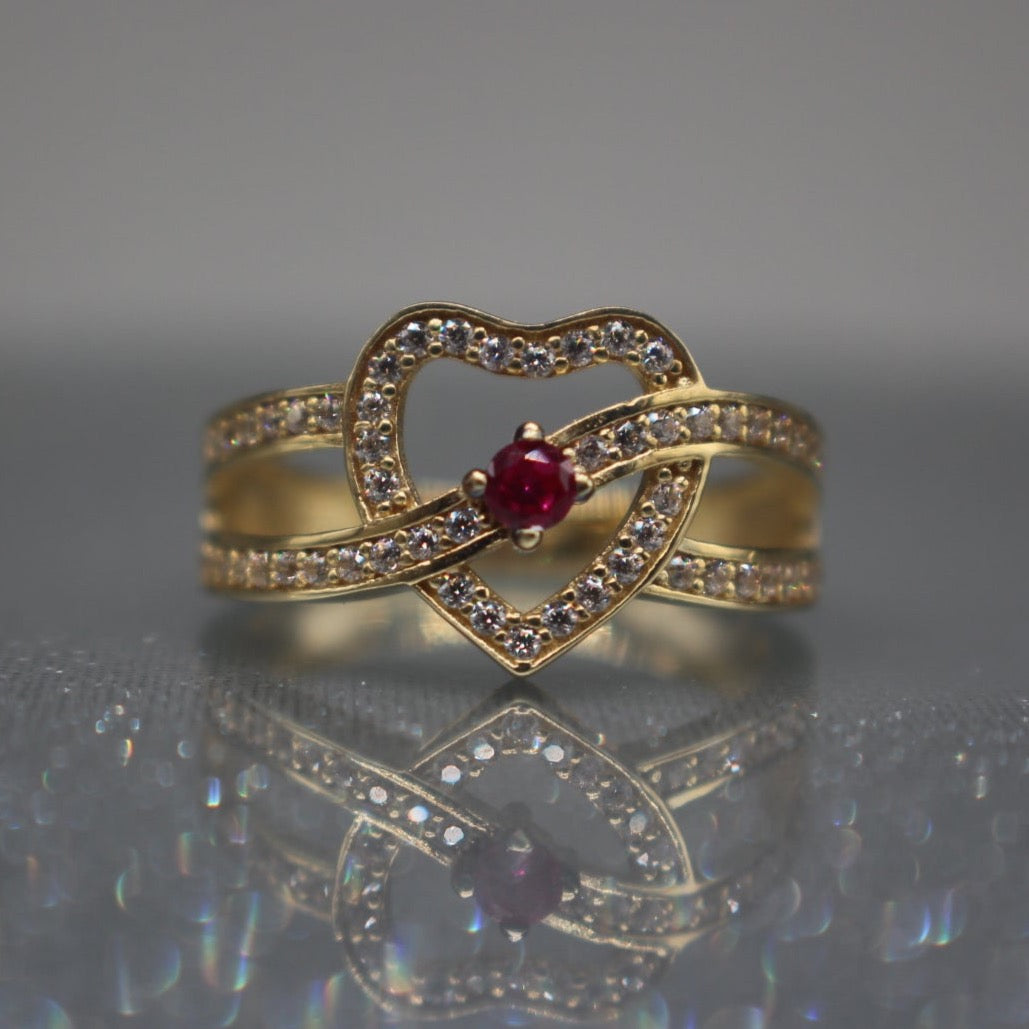 Heart ring Gold & Ruby 