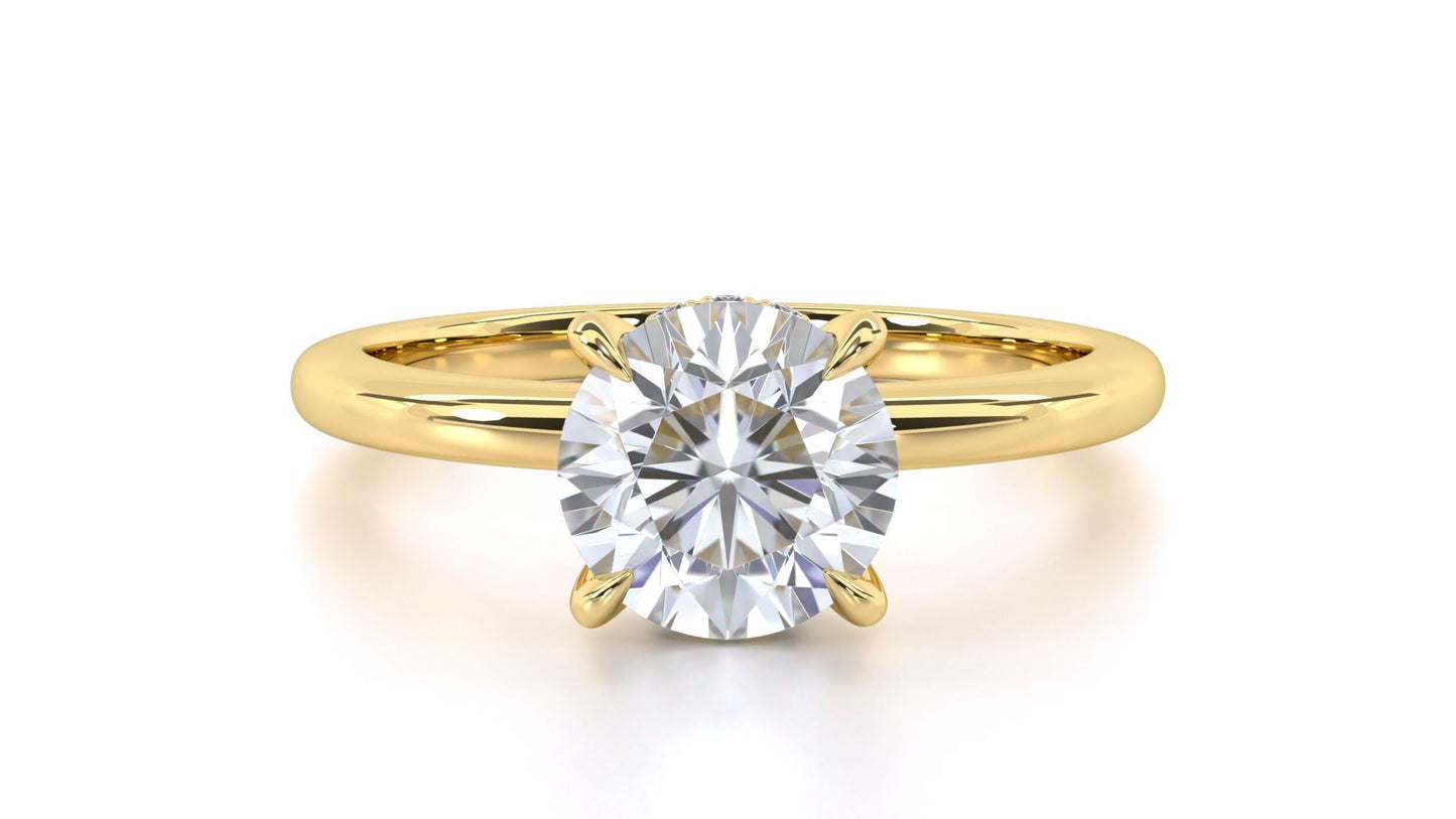 Round Solitaire Engagement Ring with Hidden Halo DM-002