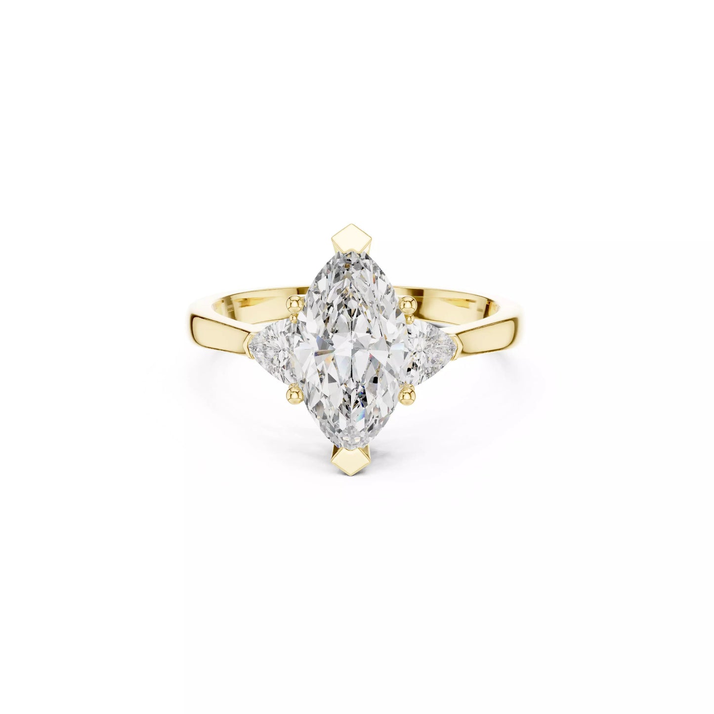 Marquise Three-Stone Engagement Ring with Trillion Sides DM-004