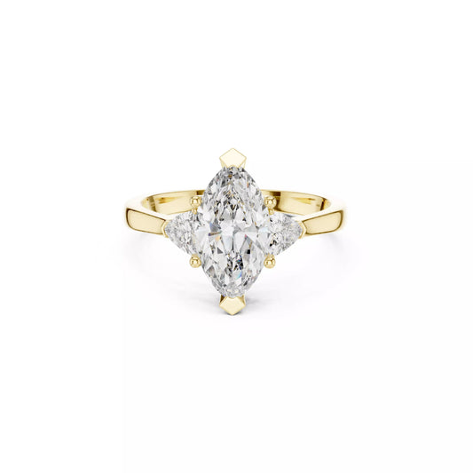Marquise Three-Stone Engagement Ring with Trillion Sides DM-004
