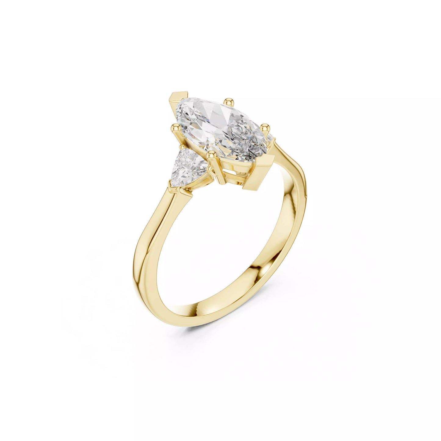Marquise Three-Stone Engagement Ring with Trillion Sides DM-004