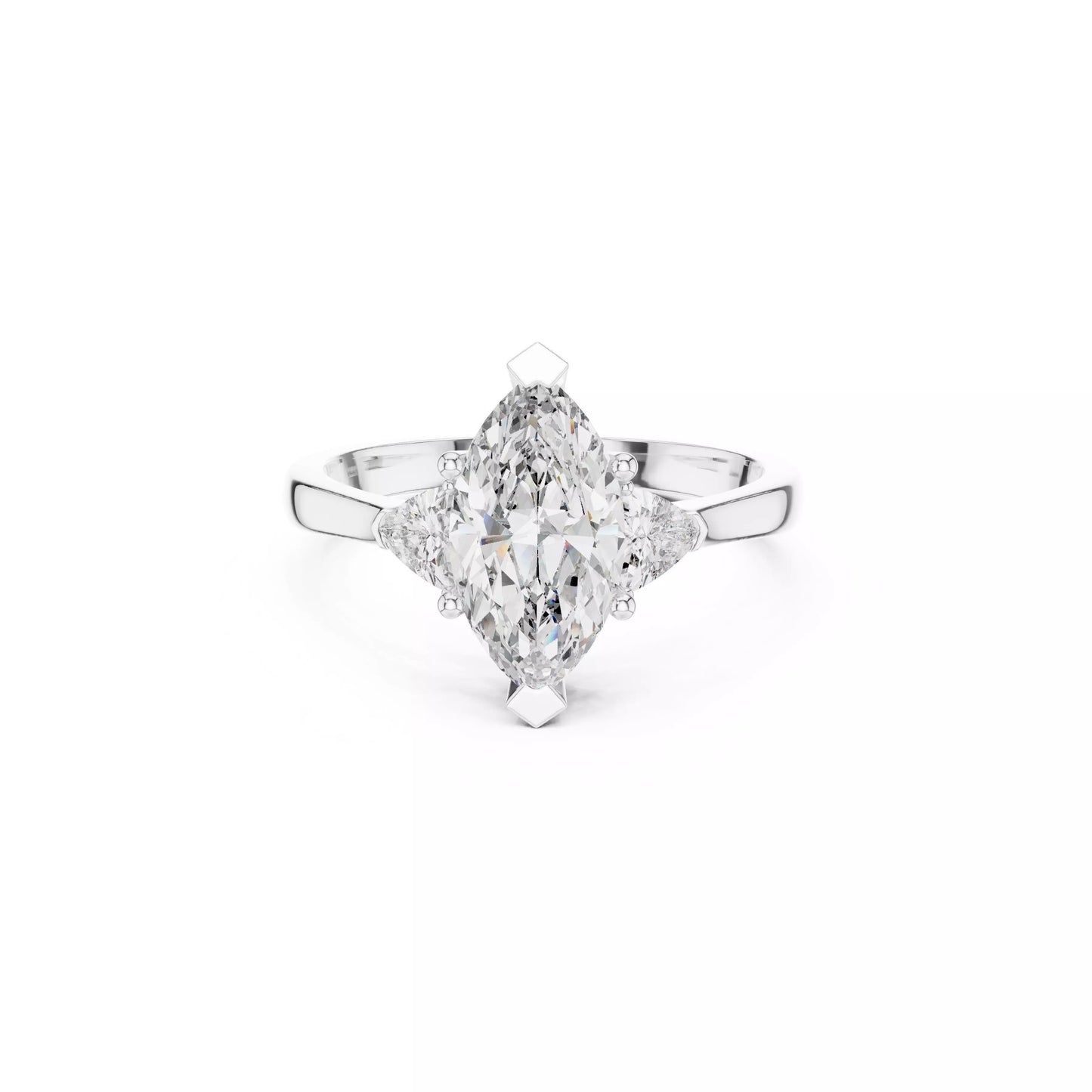 Marquise Three-Stone Engagement Ring with Trillion Sides DM-004