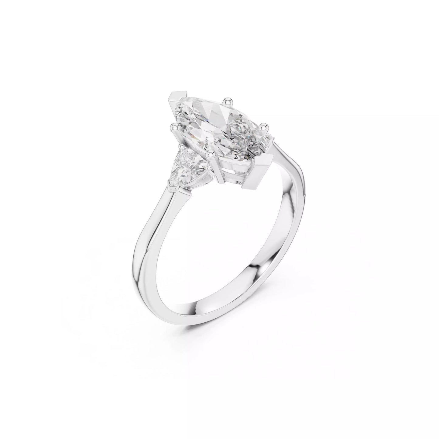 Marquise Three-Stone Engagement Ring with Trillion Sides DM-004