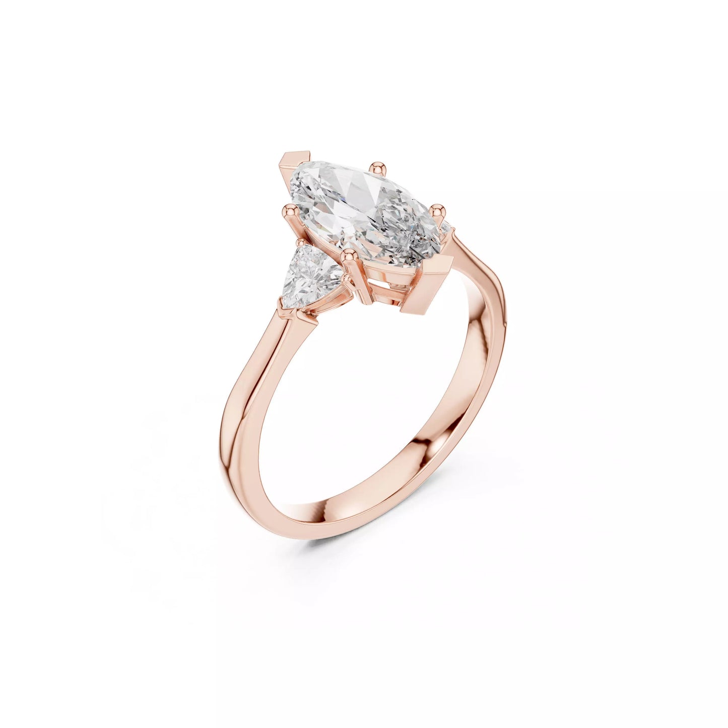 Marquise Three-Stone Engagement Ring with Trillion Sides DM-004