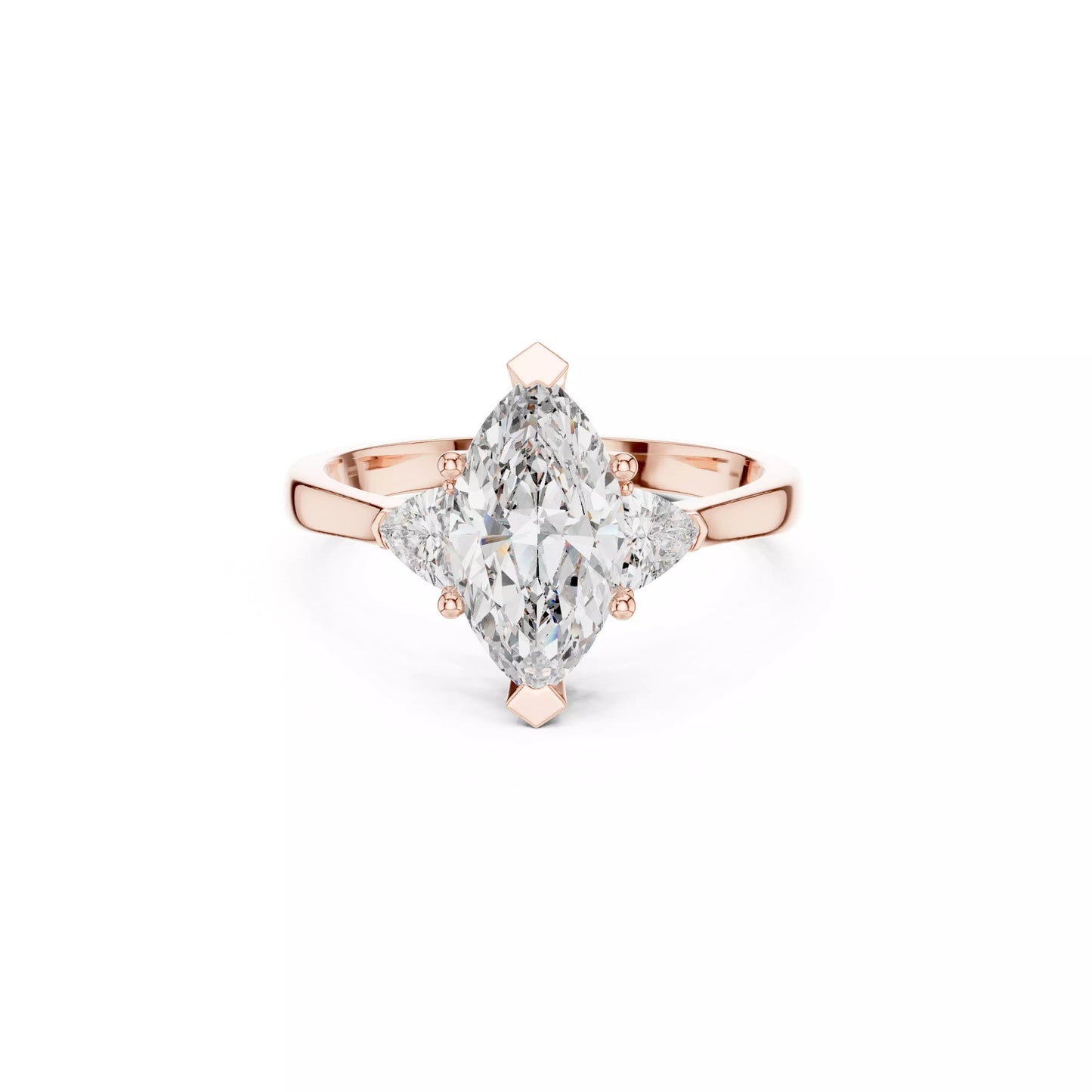 Marquise Three-Stone Engagement Ring with Trillion Sides DM-004