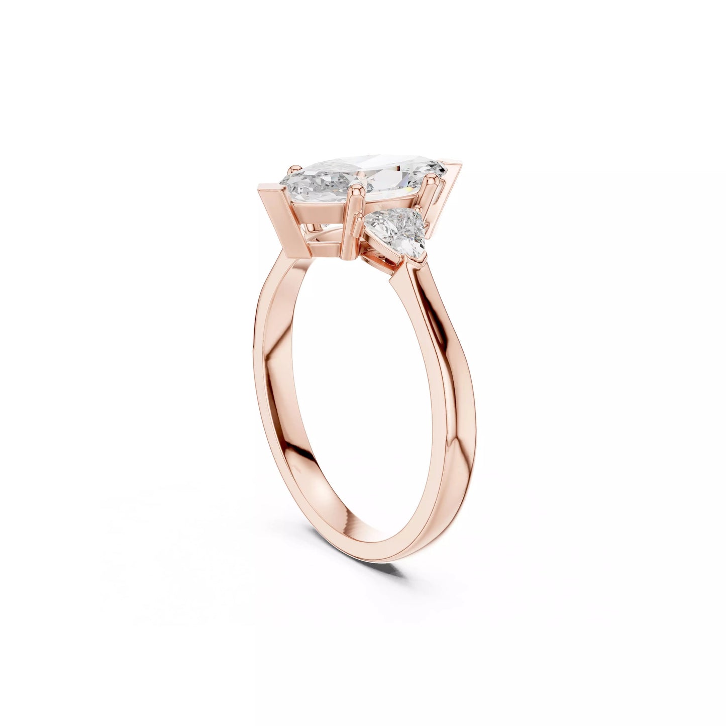 Marquise Three-Stone Engagement Ring with Trillion Sides DM-004