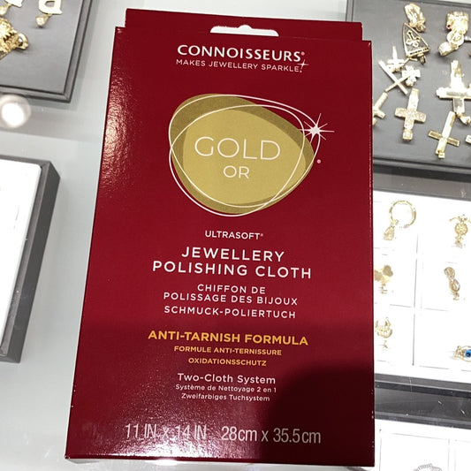 Connoisseurs jewellery polishing cloth professional care dual-sided design gold silver platinum
