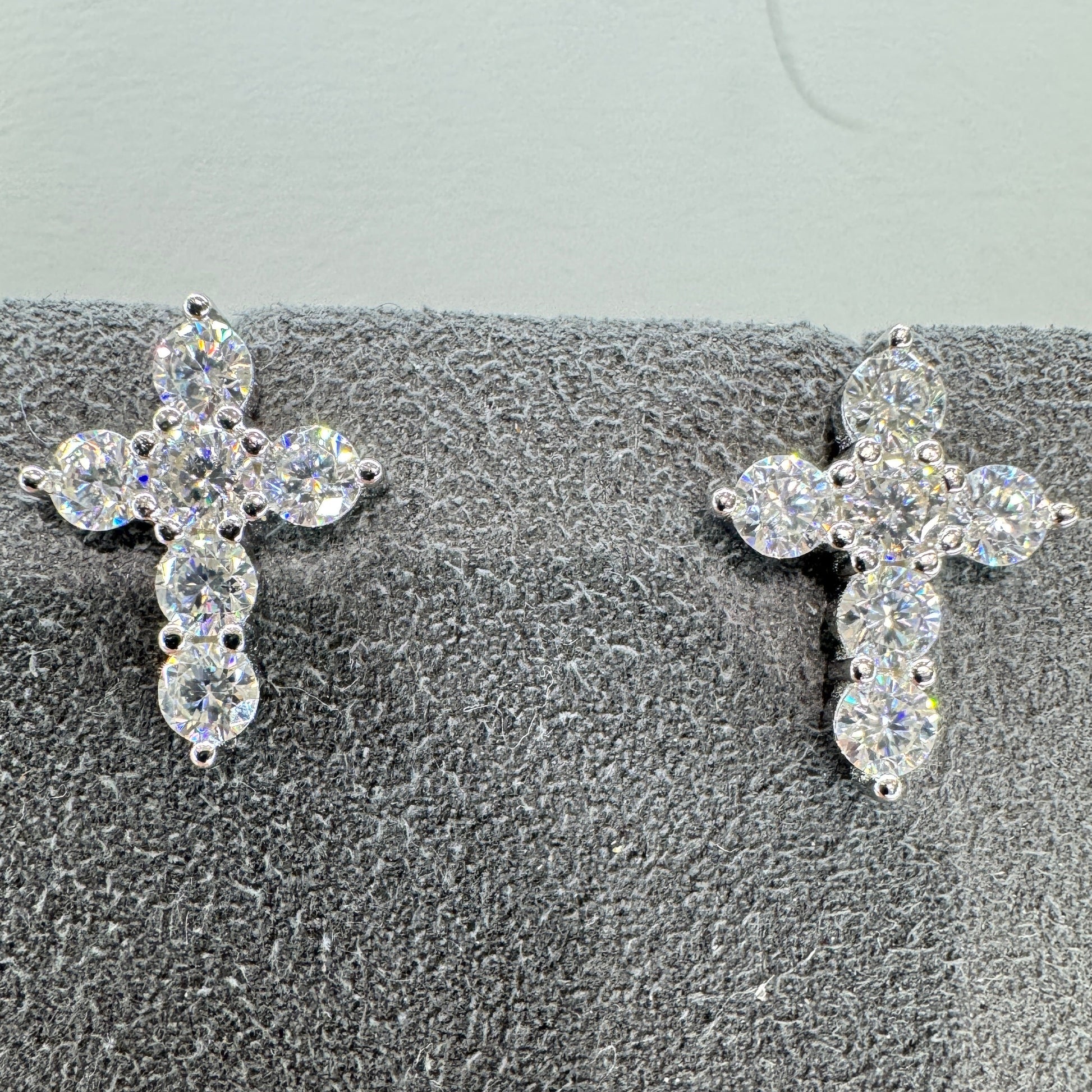 Cross earrings with moissanite sterling silver rhodium plated faith-inspired spiritual jewelry
